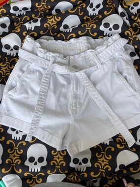 American Eagle Outfitters White Stretch Paperbag Tie Shorts